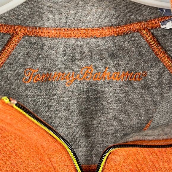 Tommy Bahama Sweater Mens Large Orange Reversible Heavyweight Quarter Zip Ribbed - Picture 7 of 11